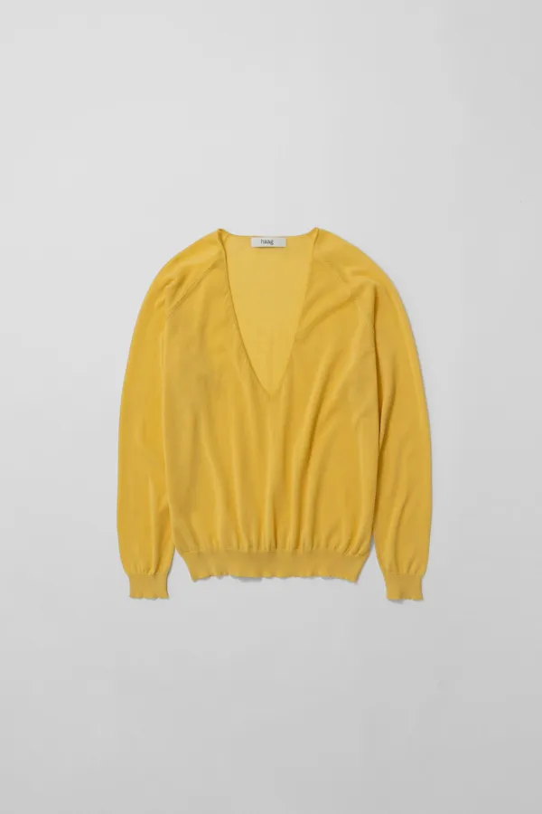 a sheer v-neck knit (yellow)