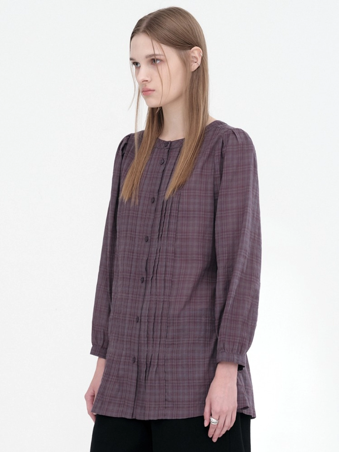 밀로 우먼 Tuck Pleats Puff Blouse [Vintage Purple] 상품 이미지 2