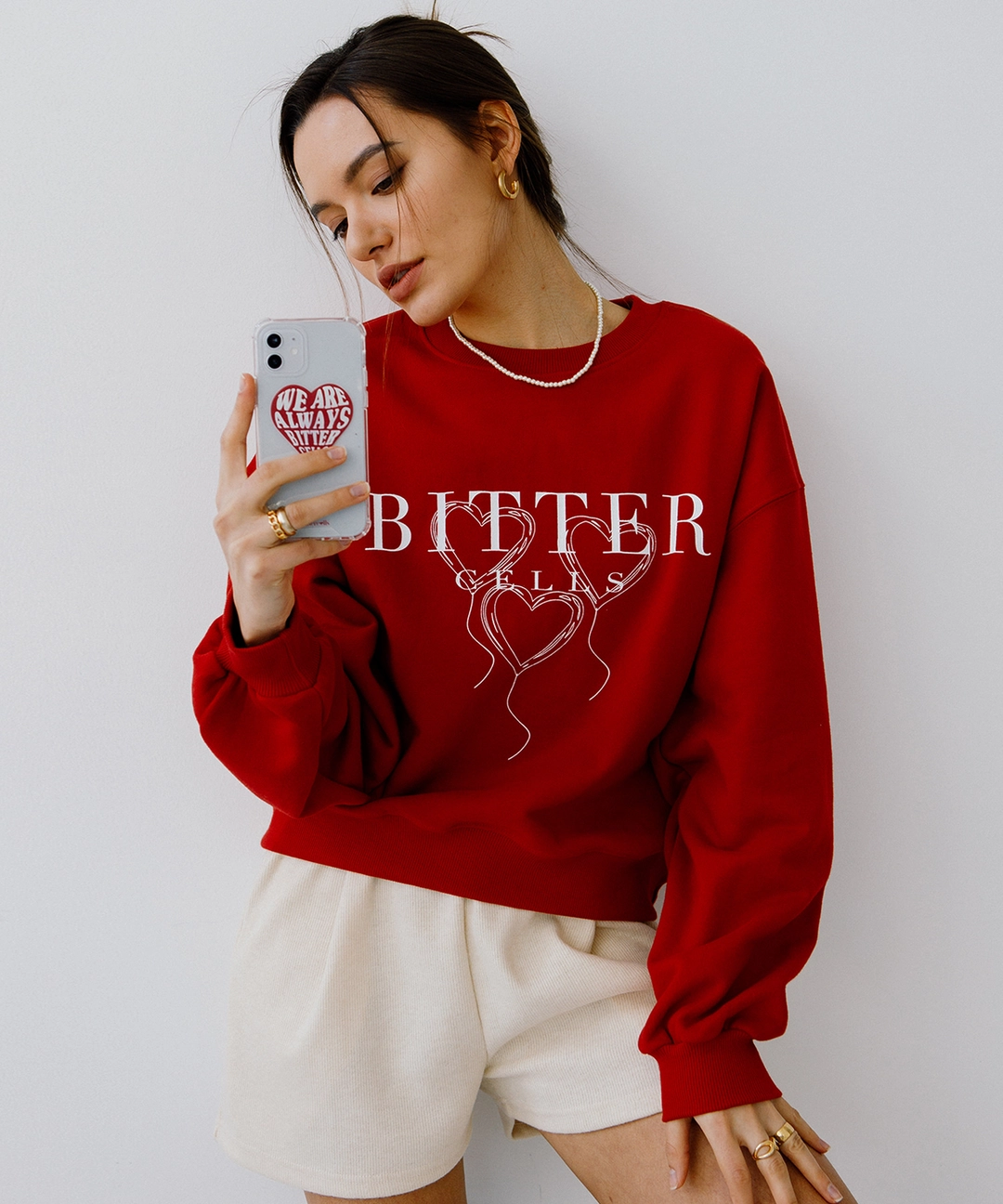 비터셀즈 Heart Balloon Sweat Shirt-Red 상품 이미지 2