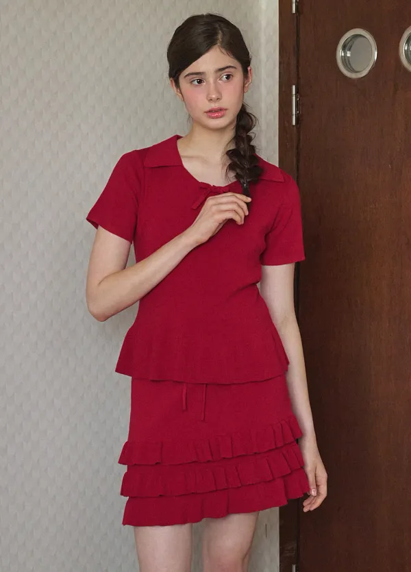  [44-120]  Xena Frill Knit-Skirt Setup  제나 프릴 니트 - 스커트 셋업 (여름-셋업-데일리룩-데이트룩-일상룩-캠퍼스룩-러블리룩-프릴-니트셋업-미니스커트-반팔니트-단독-자체제작) 