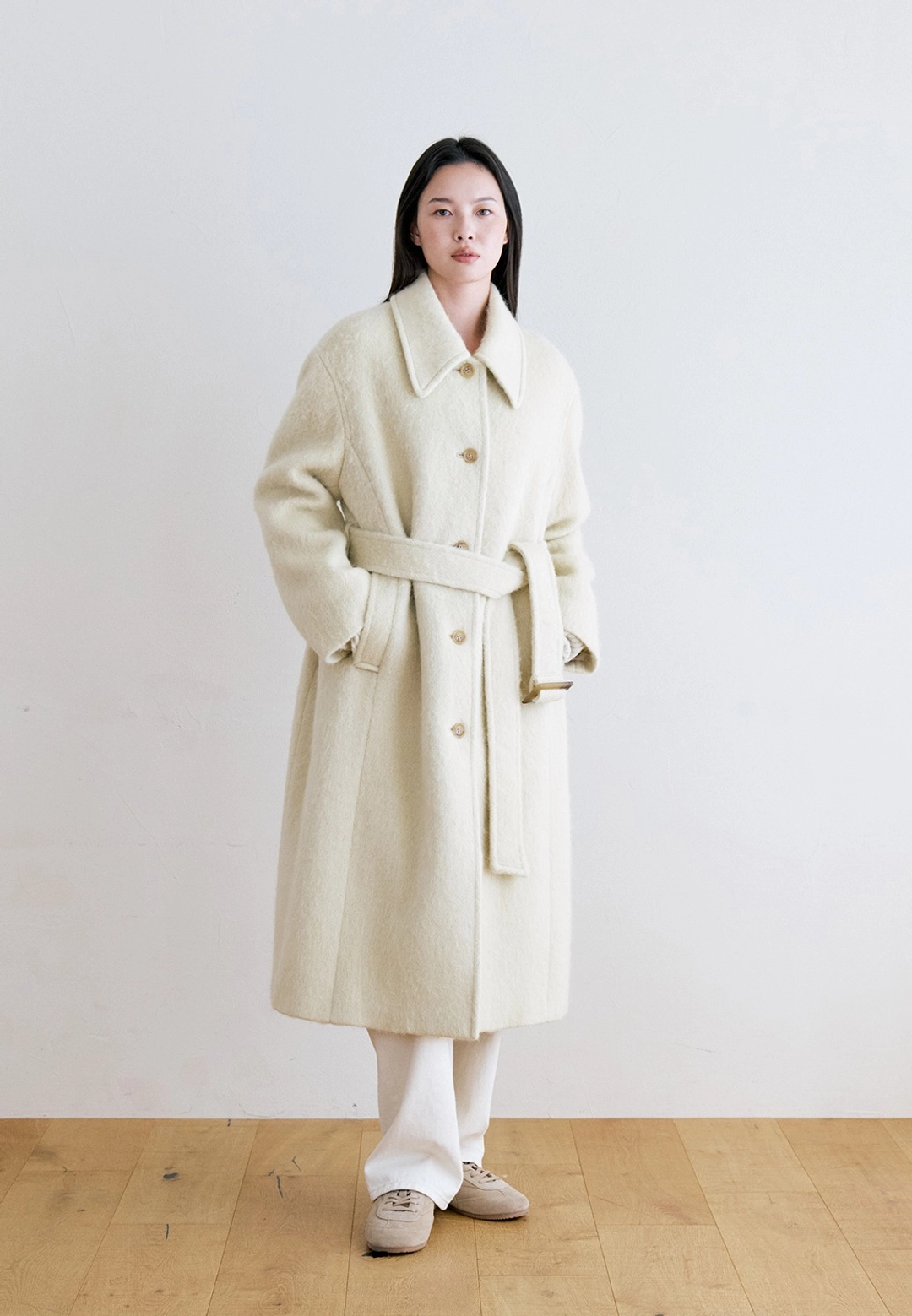 노티아 ALPACA BELTED LONG COAT - BUTTER 상품 이미지 2