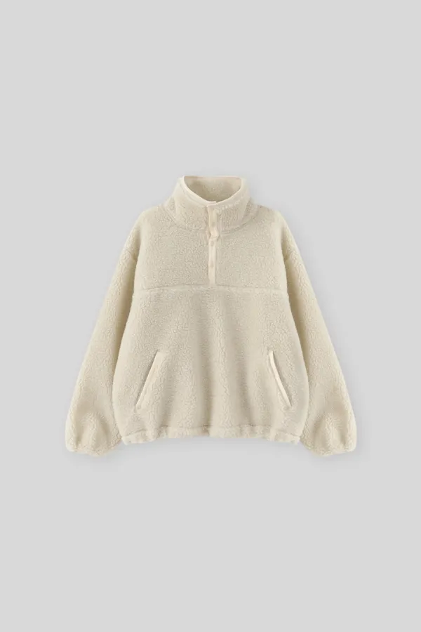 Lobed fleece pullover (cream)