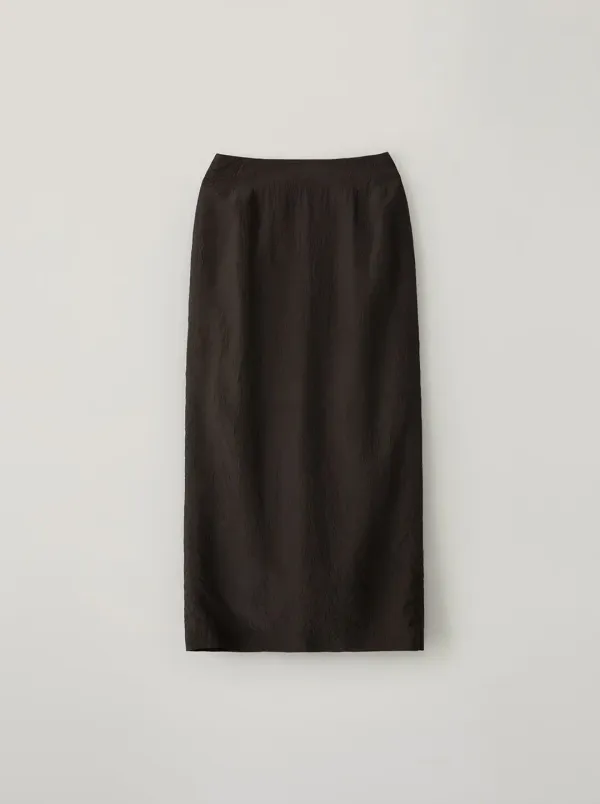 WRINKLE H SKIRT_BROWN