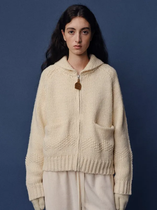 Snow flower cable cardigan_ivory