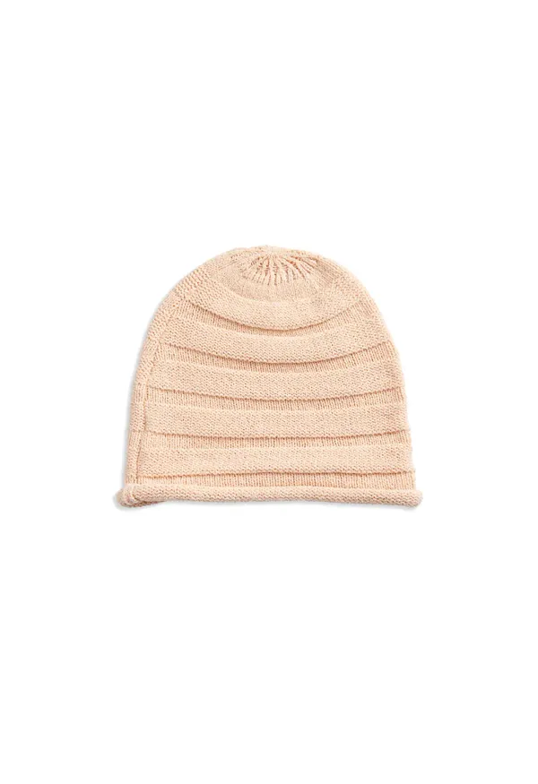 ROLLED RIDGE BEANIE, SALMON