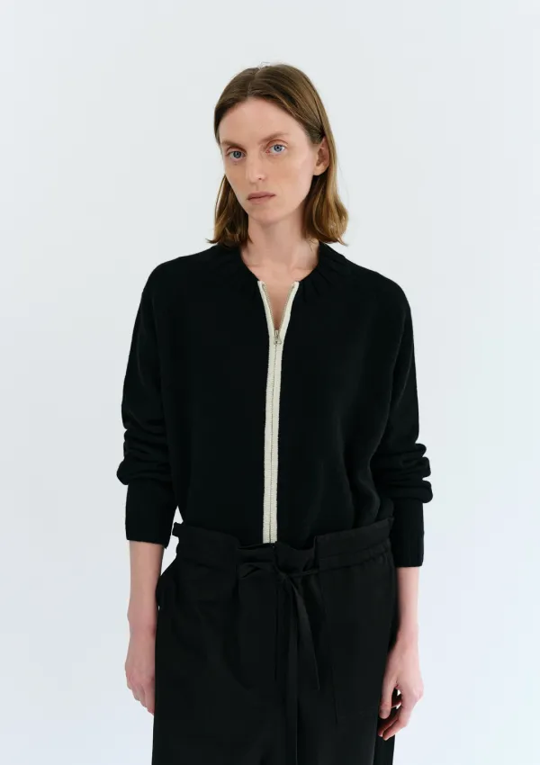 Kaia Zip-Up Cardigan in Black