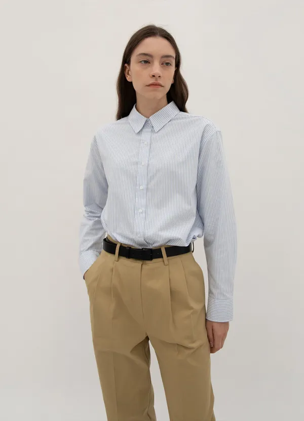 Striped Oxford Logo Shirt - Sky Blue Stripe