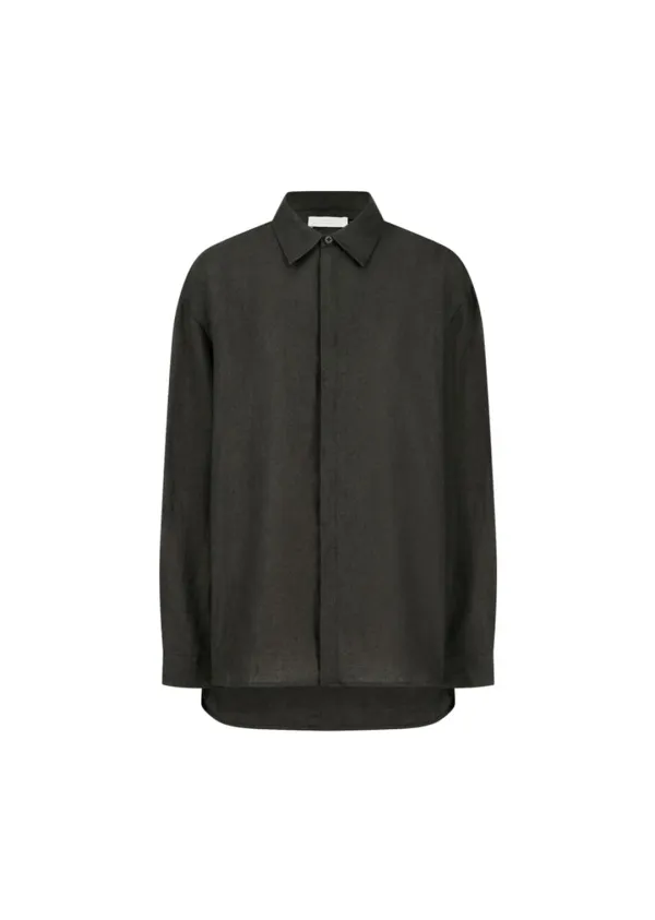 Linen Oversized Shirt, Khaki Grey