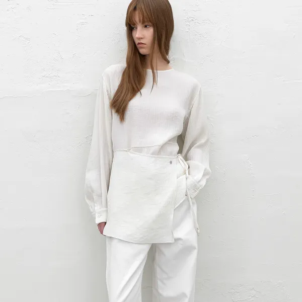 (BL-4392)LAYERED WARP SKIRT BLOUSE