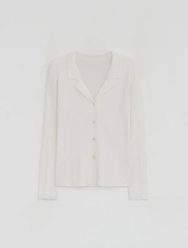 PLEATS KNIT CARDIGAN [IVORY]