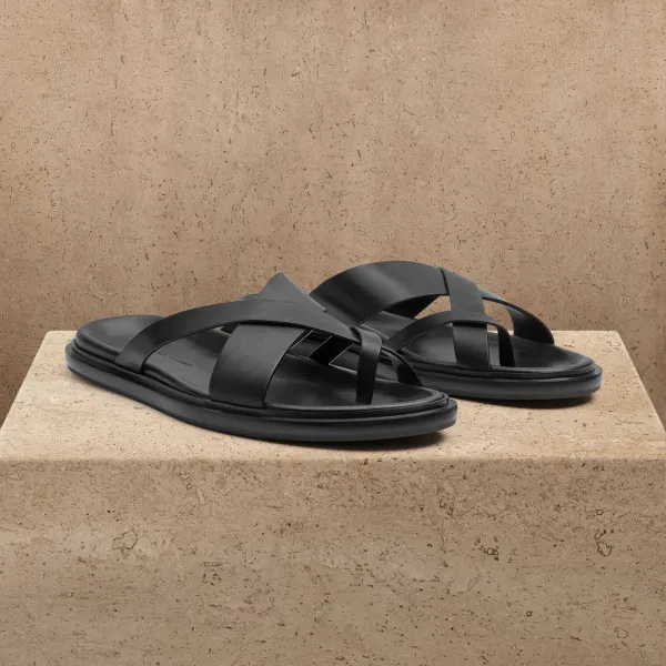 Men's Calf Leather Sandal - Black