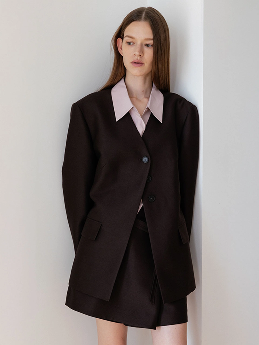 루에브르 Wool Silk V-neck Slim Jacket SW5AJ318-94 상품 이미지 2