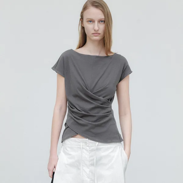 (Z-T-7048)LOWER WAIST TUCK JERSEY TOP