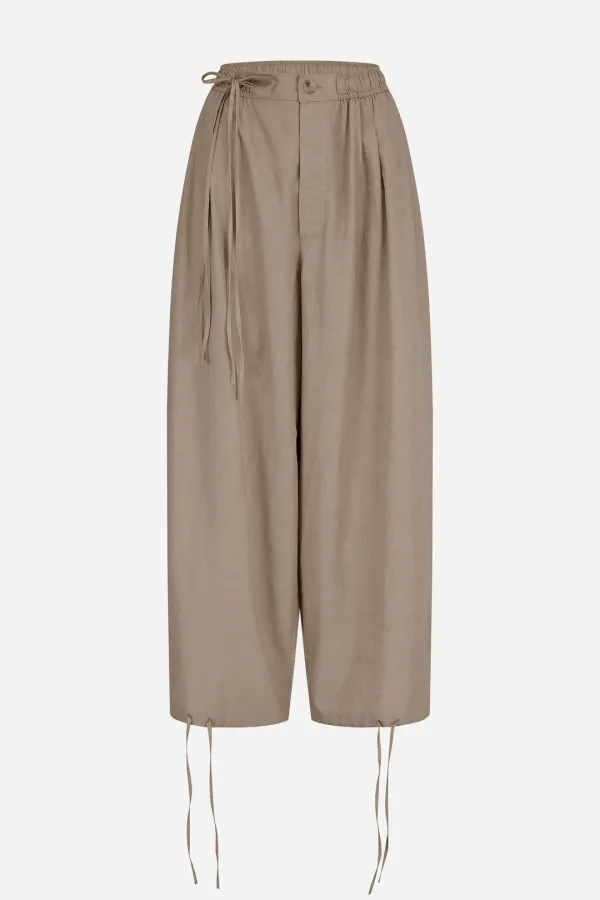 25SS cotton linen banding wide pants