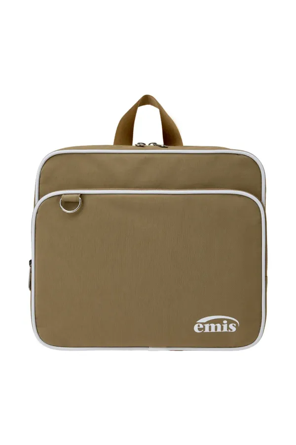 NYLON ZIP-POCKET BACKPACK-BEIGE