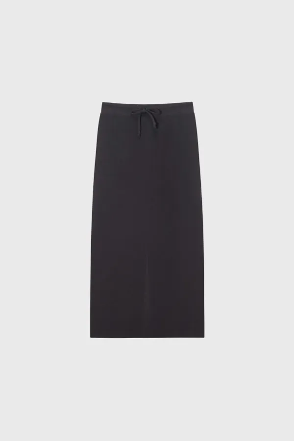 Waffle-Knit Jersey Skirt (White / Melange Gray / Dark Gray)