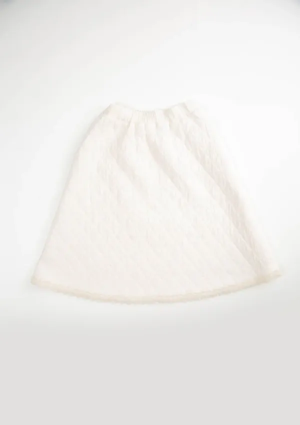 Mused Quilted Skirt w/Lace Trim - Cream