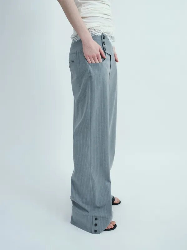 Stripe Button Pants [Gray]