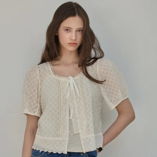 Tulle Lace Blouse_Cream