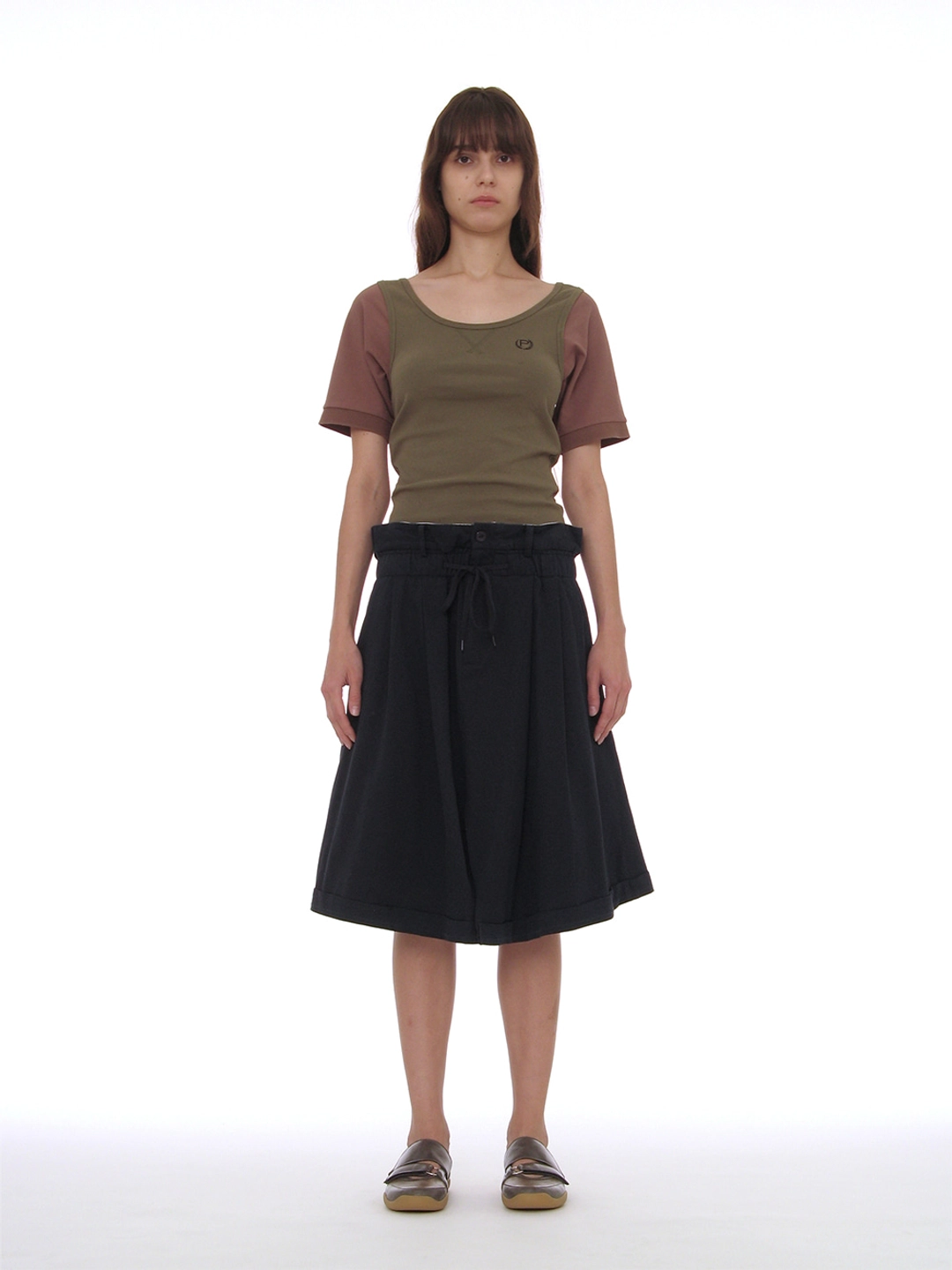파르티멘토 [WOMEN] FOLD-OVER WAIST MIDI SKIRT_NAVY 상품 이미지 2