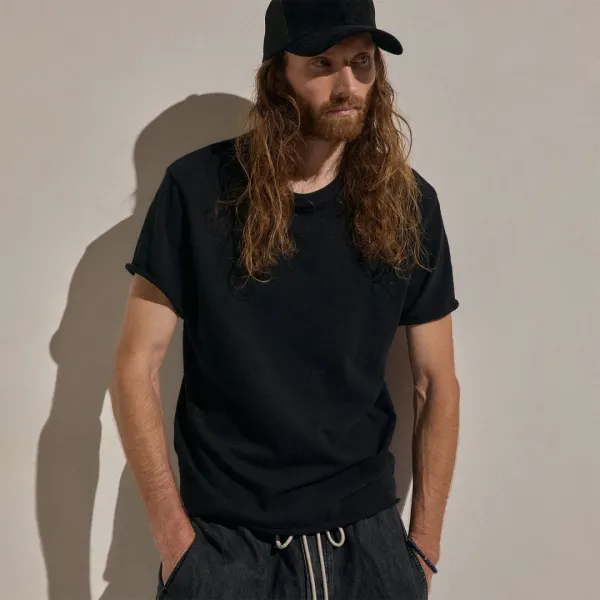 Cotton Slub Short Sleeve Tee - Black