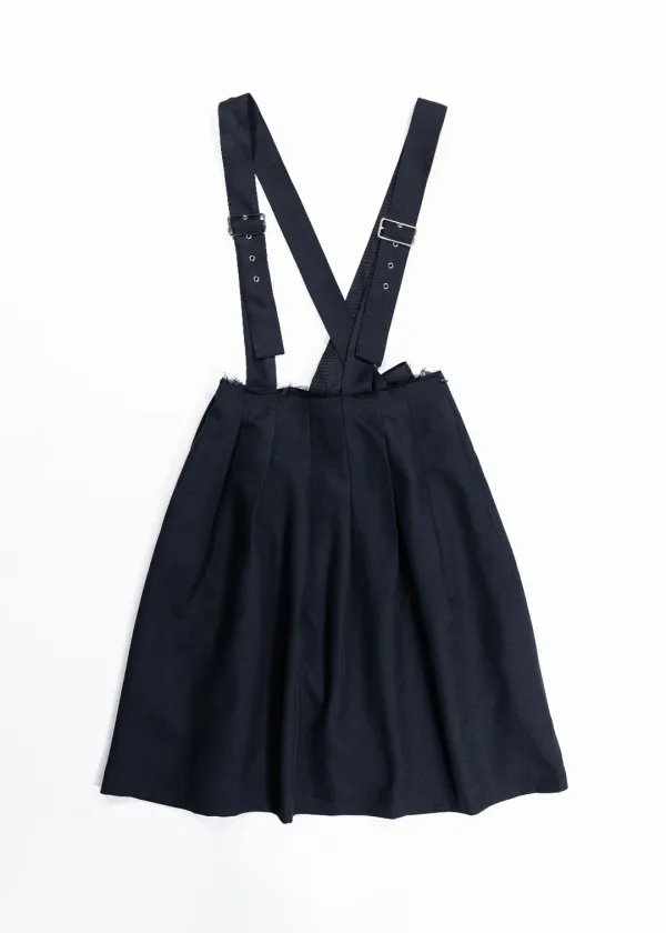 SUSPENDER CUTTING TWILL SKIRT - NAVY