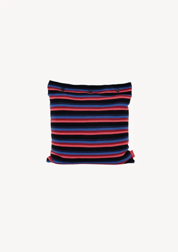 [Exclusive] Button Knitted Cushion Cover in Black Stripe