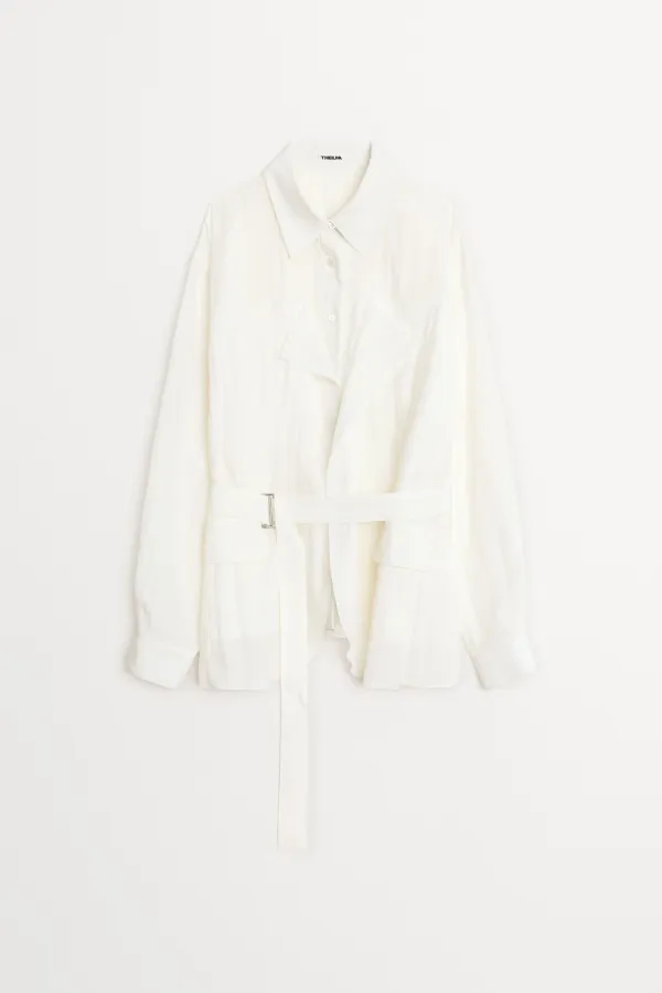 Champagne Cupro Layered Jacket ivory