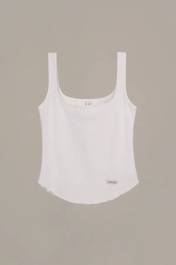 RIBBED SQUARE NECK SLEEVELESS_WHITE