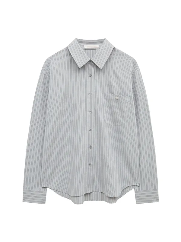 STRIPE OVERSIZED SHIRT (GREY)