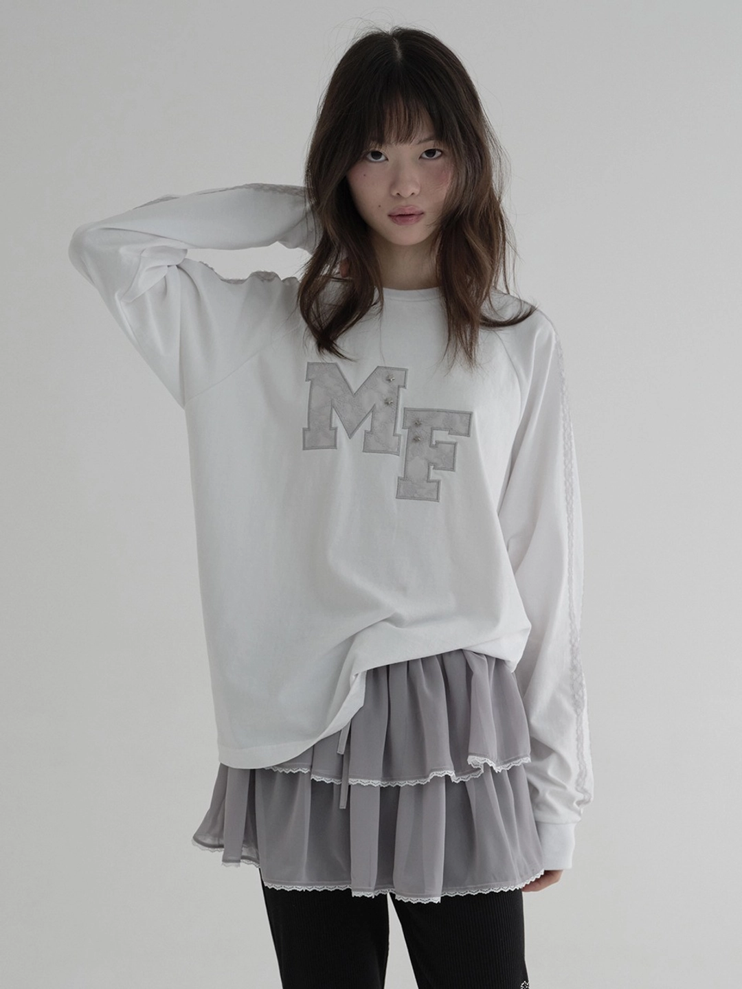 마가린핑거스 LOGO PATCHWORK T-SHIRT (WHITE) 상품 이미지 2