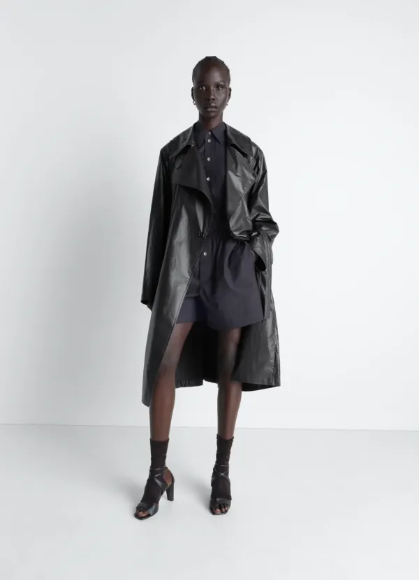 LIGHT WRAP COAT IN LIGHT COATED COTTON