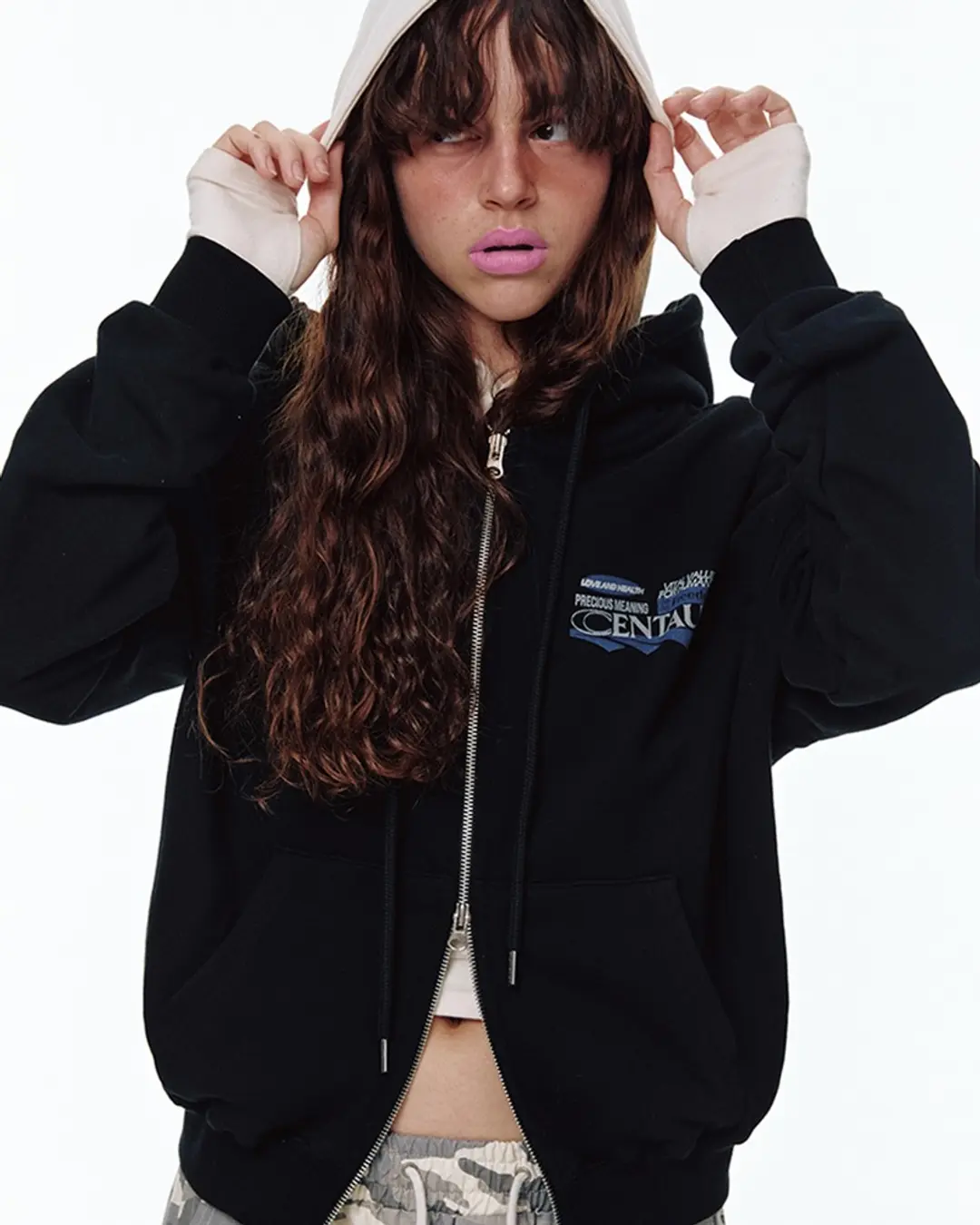 센토르 CENTAUR FREEDOM 2-WAY HOOD ZIP-UP_BLACK 상품 이미지 2