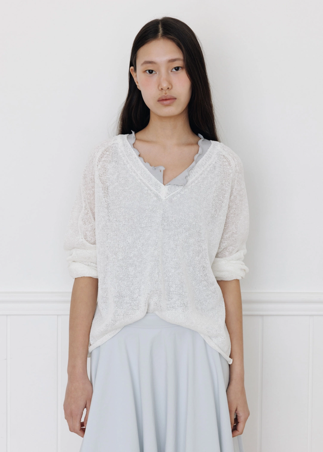 더라이 V-neck Pullover(White) 상품 이미지 2