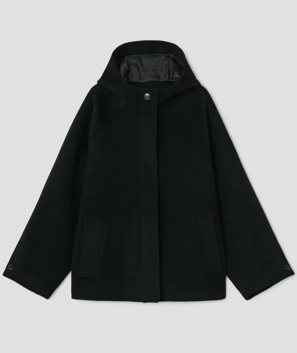 Hooded Half Coat [Black]