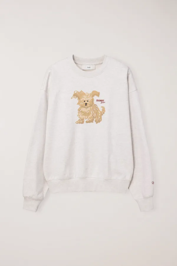 UNISEX PUPPY SWEATSHIRT OATMEAL MELANGE_UDTS6C112I1