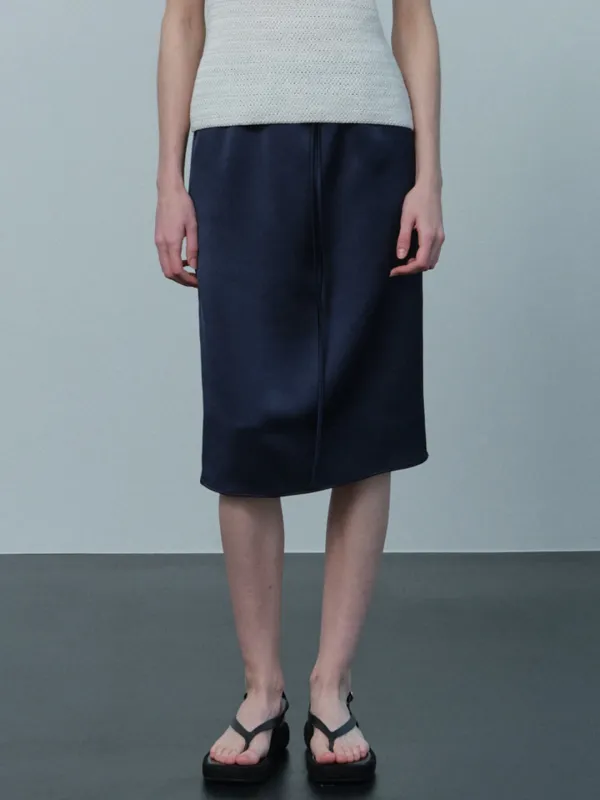 satin midi skirt (dark navy)