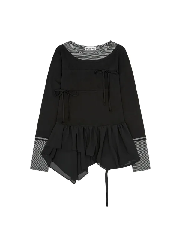 LAYERED TAIL RIBBON TOP [BLACK]