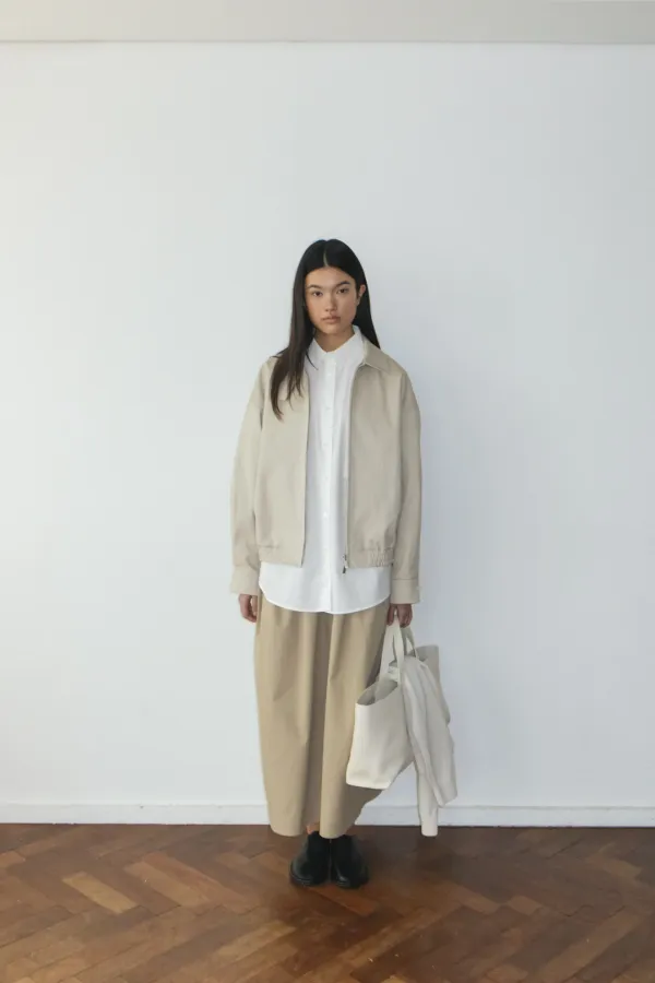 Pleated Straight Skirt (Beige)