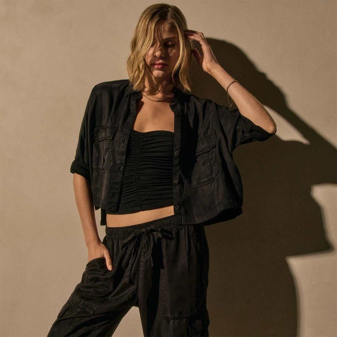 제임스펄스 Pocket Cropped Shirt - Black 상품 이미지 2