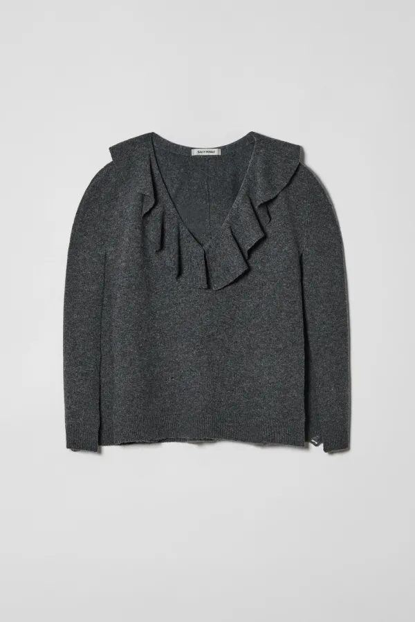 FLARE CAPE WOOL KNIT [CHARCOAL]