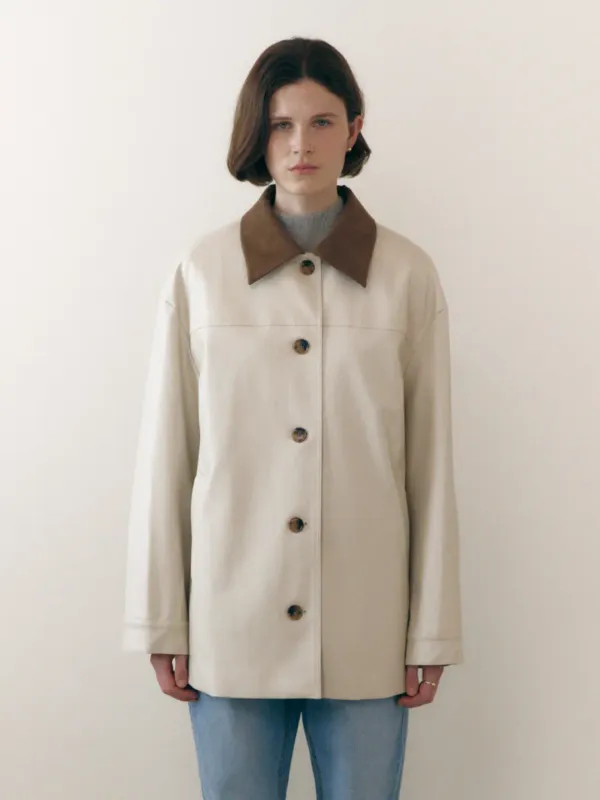 Mac leather trench half coat_2color