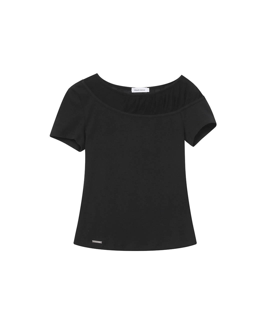 미세키서울 [레이 PICK] Sheer shirring layered top BLACK 상품 이미지 1