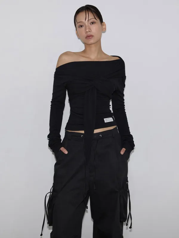 [5th Reorder] Drape Flow Tie Long Sleeve (black)