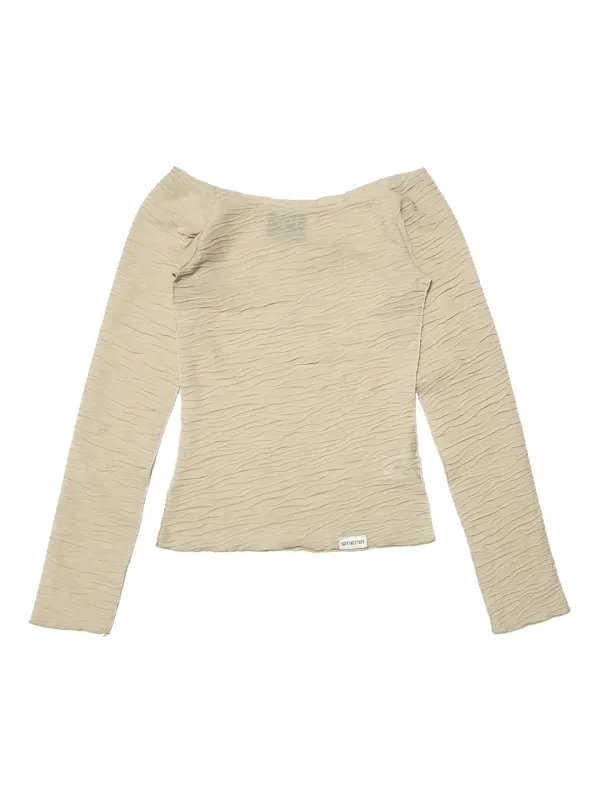 SLIMFIT OFF SHOULDER T SHIRT BEIGE