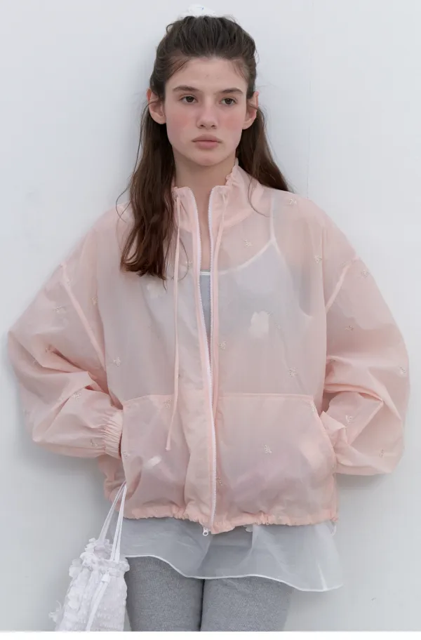 (2nd Re-stock) Silvery Windbreaker (Peach)