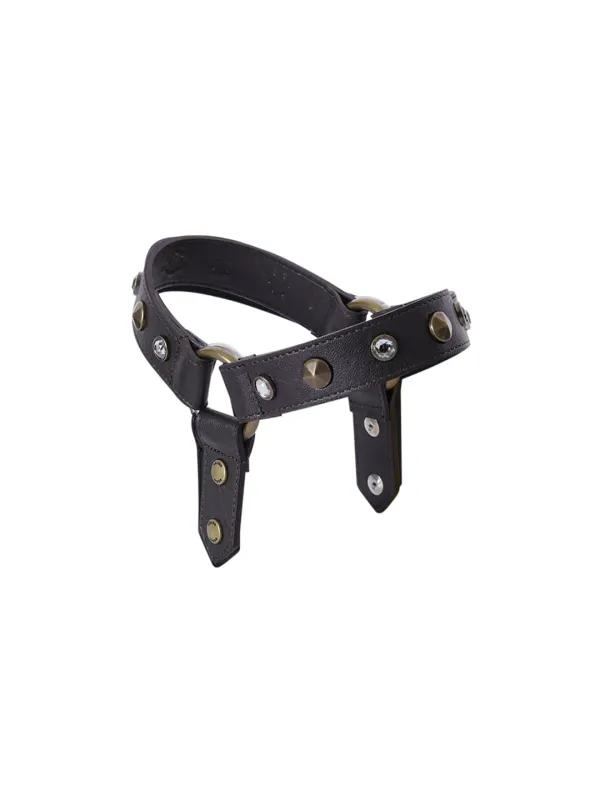 STUDDED STRAP SHOE BELT_BROWN