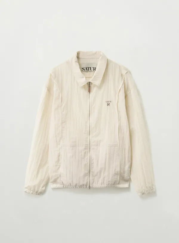Ripstop Piping Nylon Jacket - Cream