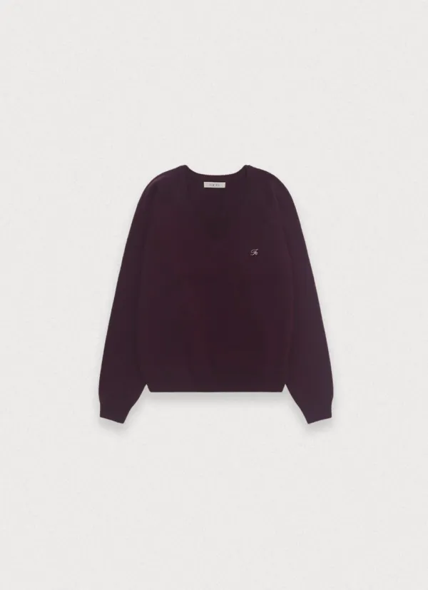 [29th] Mild cashmere v-neck knit - grape