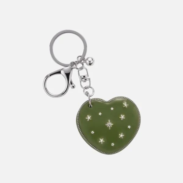 heart dia mirror key ring-khaki